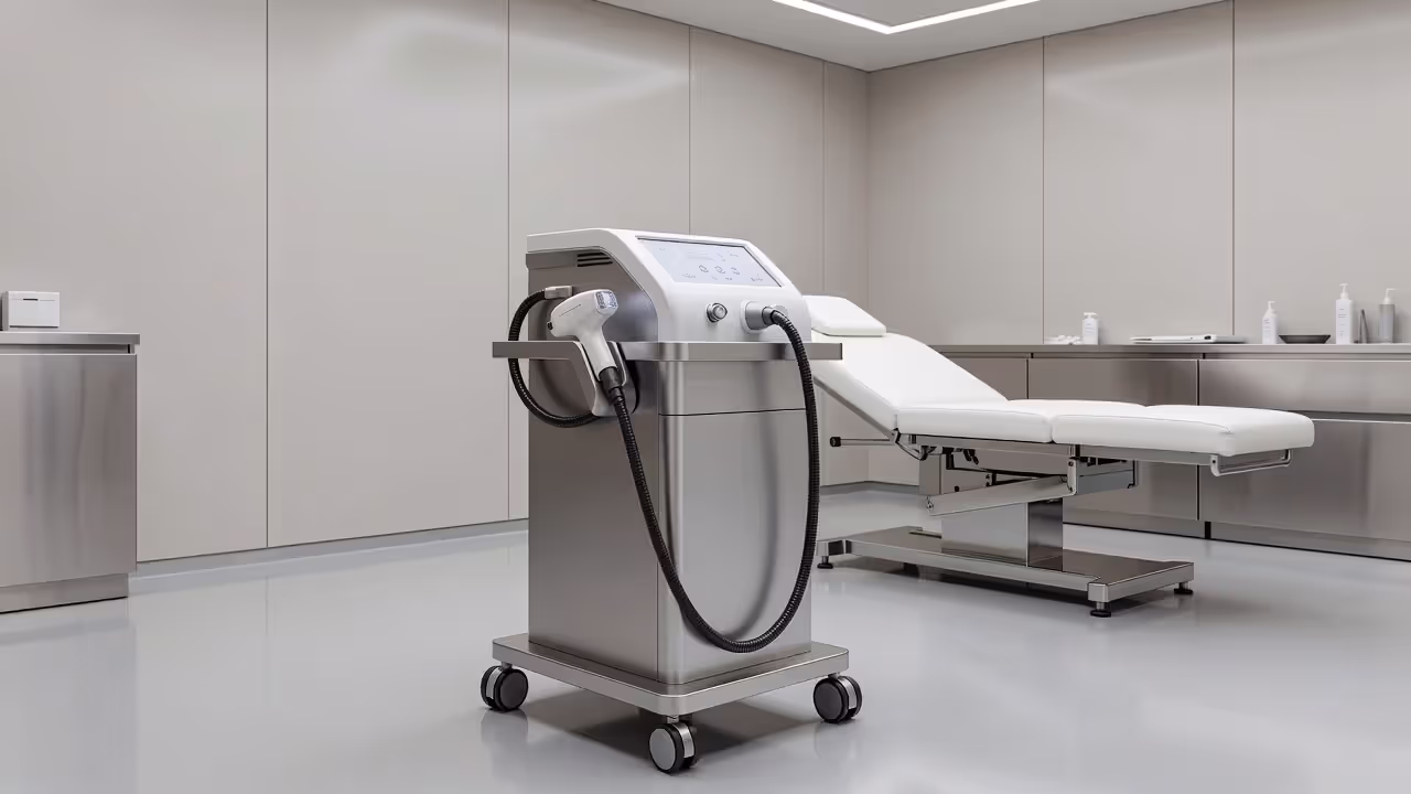 Medical-grade laser hair removal device in a dermatology clinic