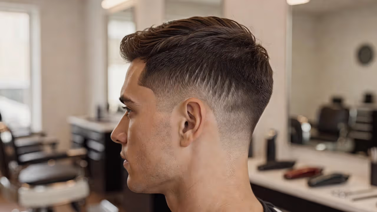Low taper haircut showing gradual shortening near the neckline