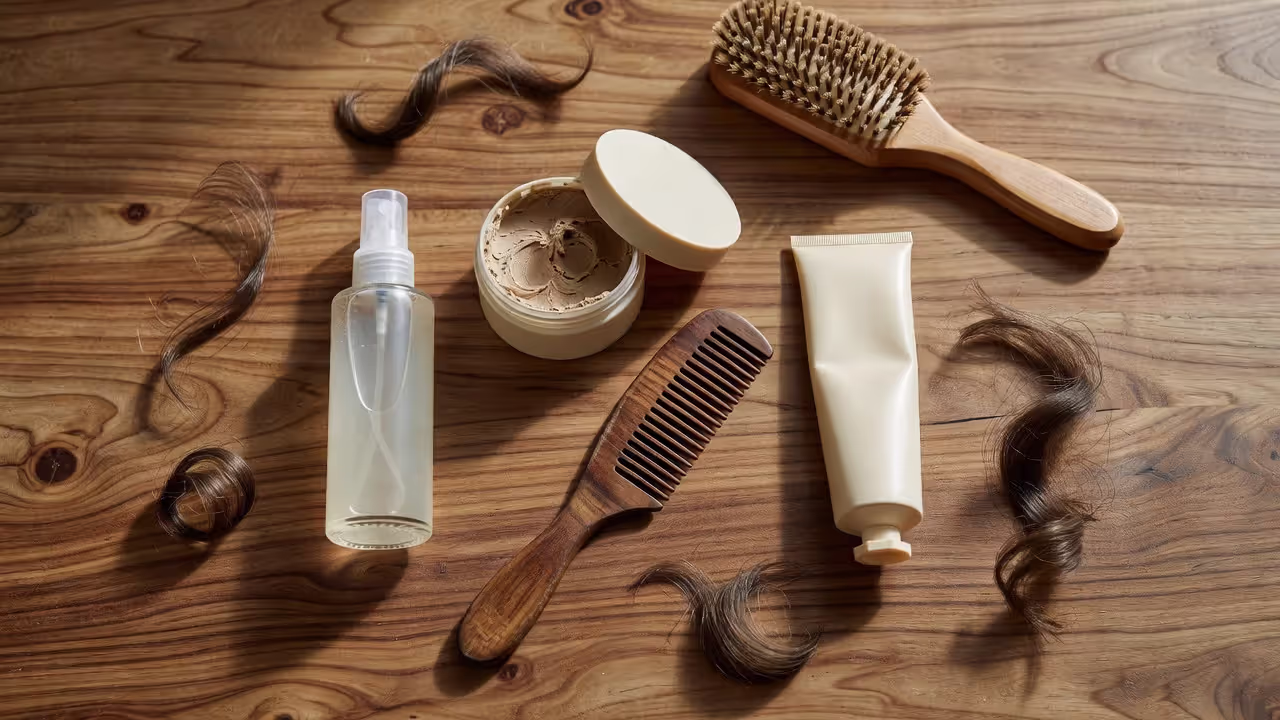 Men's styling products for wavy hair including sea salt spray and matte clay