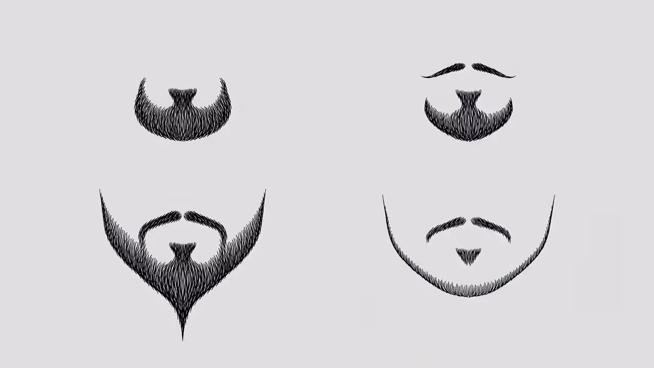 Overview of different types of goatee styles illustrated side by side