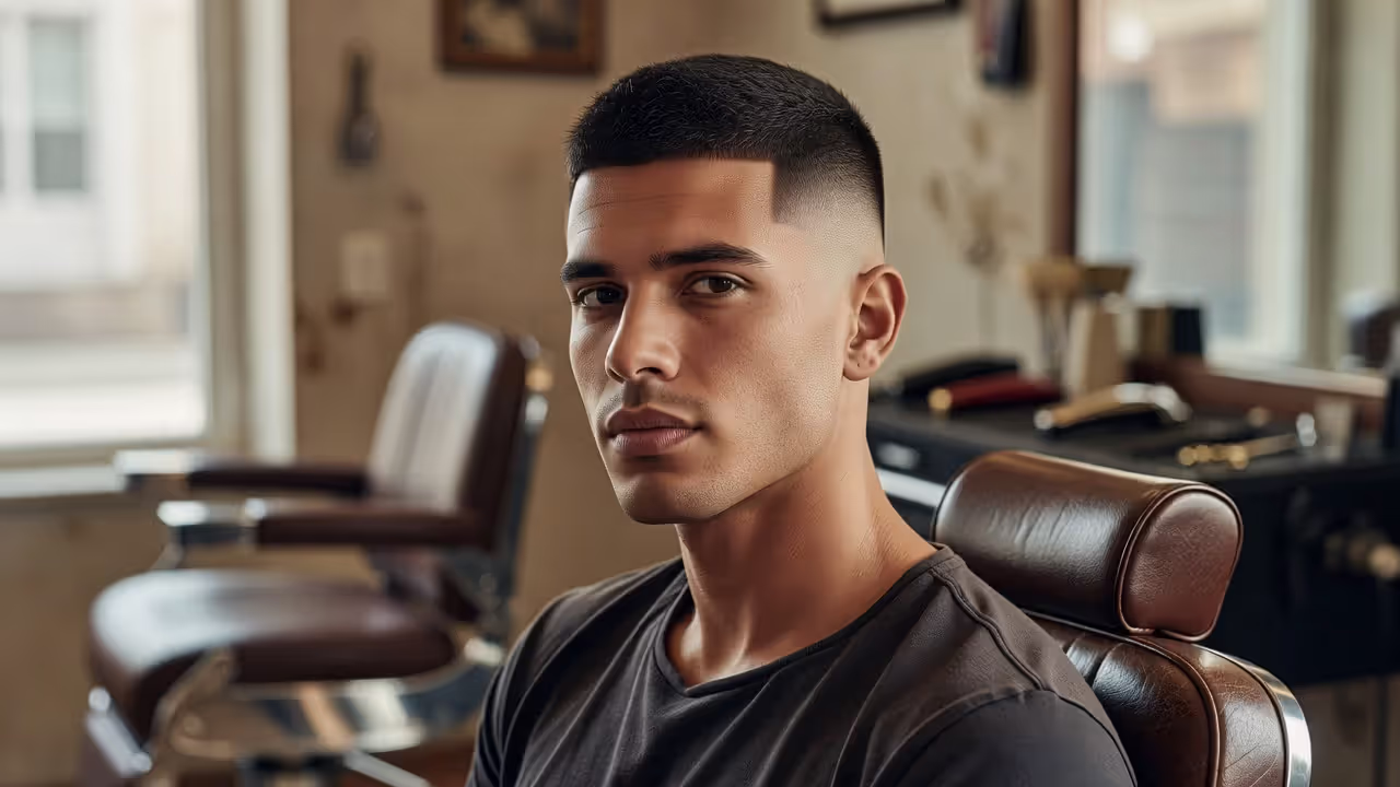 High fade haircut showing temple and hairline interaction