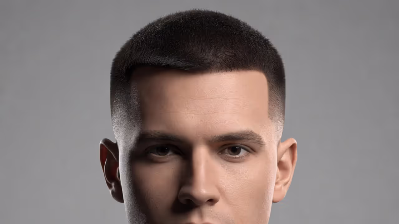 Crew cut hairstyle for men with receding hairline
