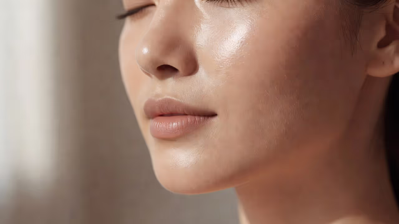 Healthy glowing skin after a balanced skincare routine