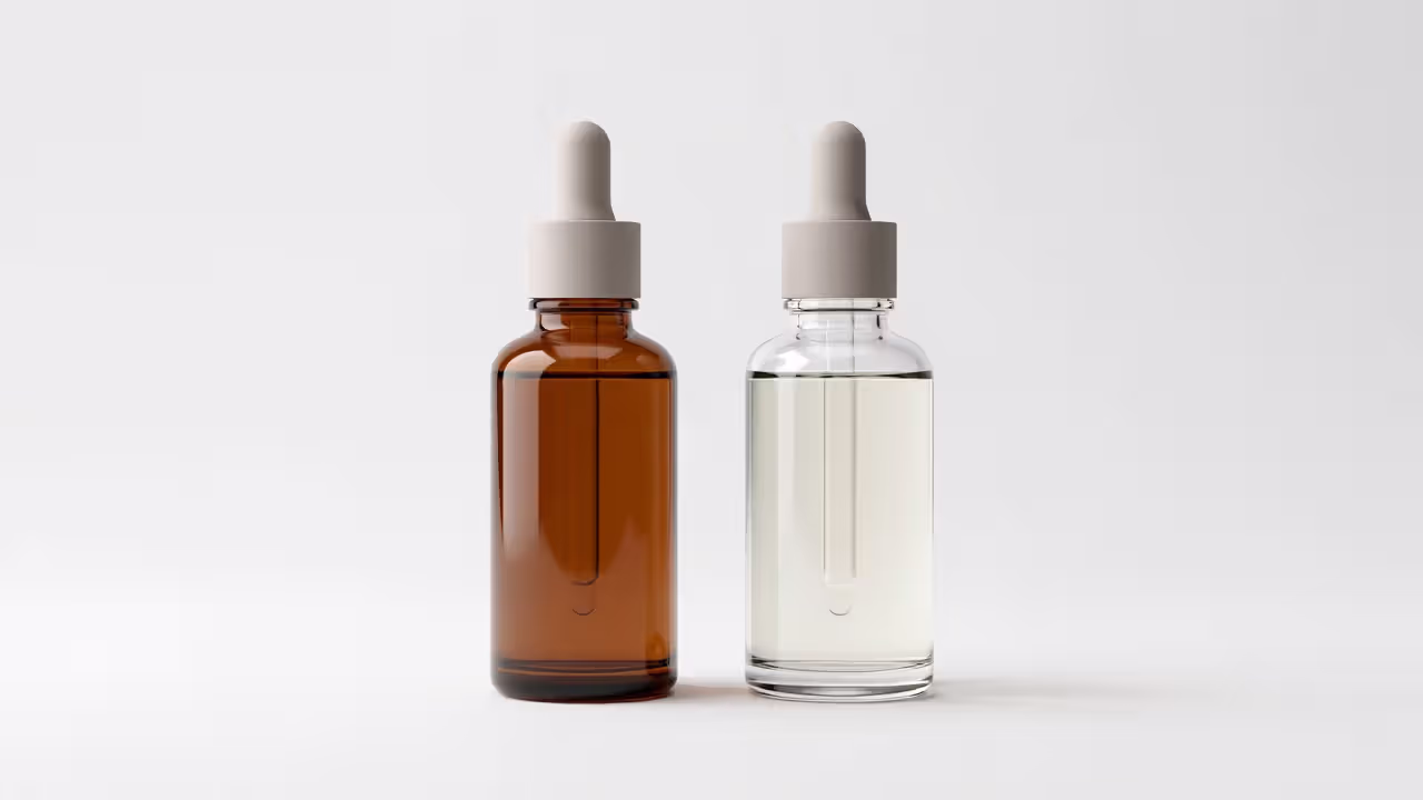 Peptide serum and retinol serum comparison on a clean surface
