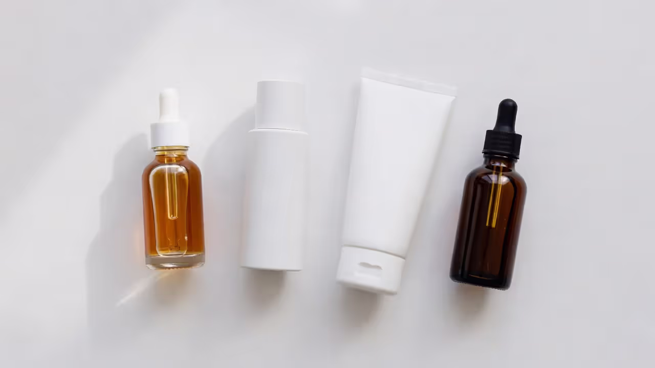 Skincare products for minimizing pore appearance including retinol, niacinamide, and SPF