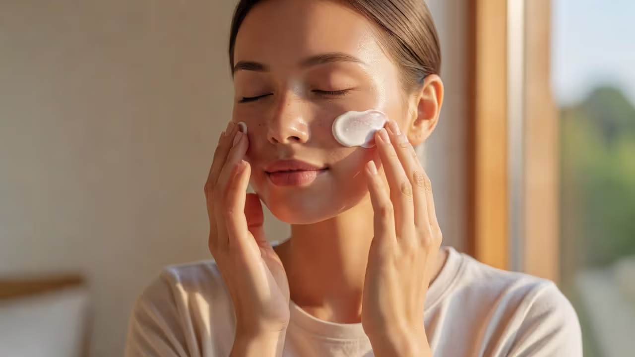 Person applying SPF sunscreen as part of daily anti-aging skincare routine