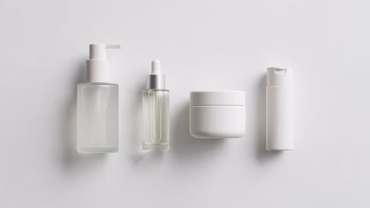 Organized skincare routine products arranged in correct application order