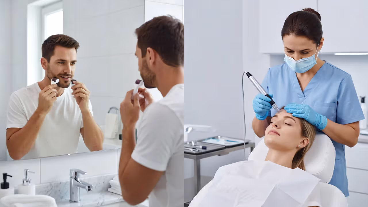 Comparison of at-home derma roller versus professional in-clinic microneedling treatment